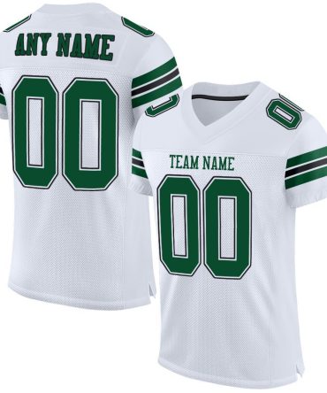 Custom White Grass Green-Black Football Jersey, Gift For Football Fans