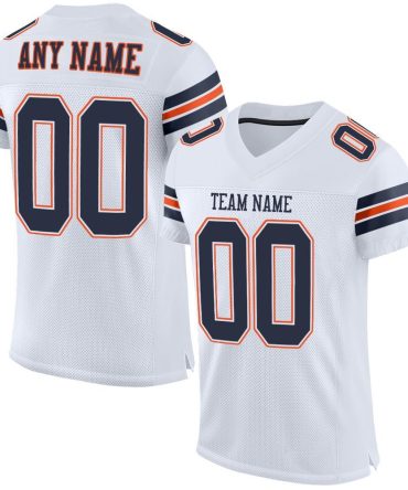 Custom White Navy-Orange Football Jersey, Gift For Football Fans