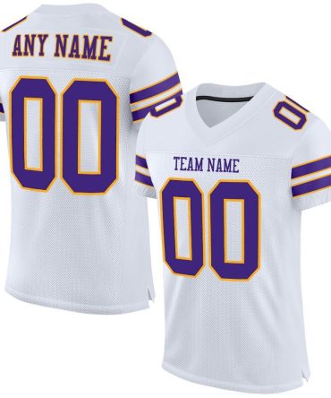 Custom White Purple-Gold Football Jersey, Gift For Football Fans