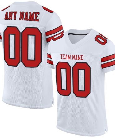 Custom White Scarlet-Black Football Jersey, Gift For Football Fans