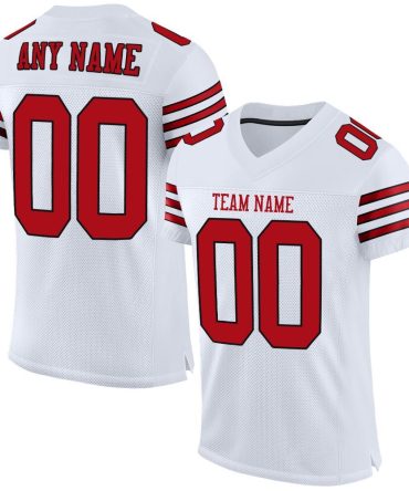 Custom White Red-Black Football Jersey, Gift For Football Fans