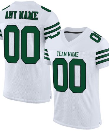 Custom White Grass Green-Black Football Jersey, Gift For Football Fans