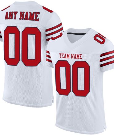 Custom White Red-Navy Football Jersey, Gift For Football Fans