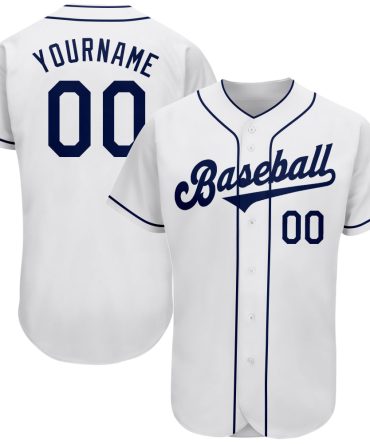 Custom White Navy Baseball Jersey, Gift For Baseball Fans