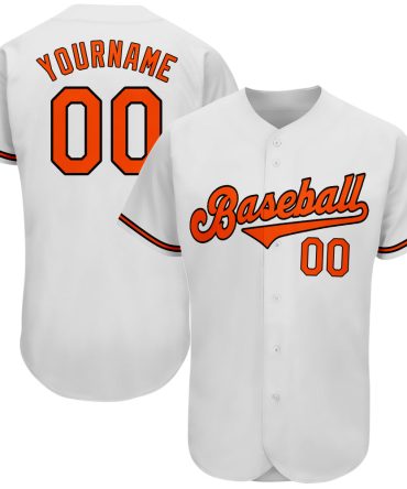 Custom White Orange-Black Baseball Jersey, Gift For Baseball Fans