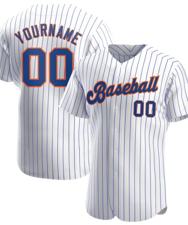 Custom White Royal Pinstripe Royal-Orange Baseball Jersey, Gift For Baseball Fans