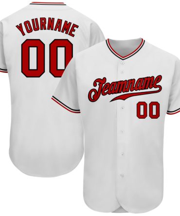 Custom White Red-Black Baseball Jersey, Gift For Baseball Fans