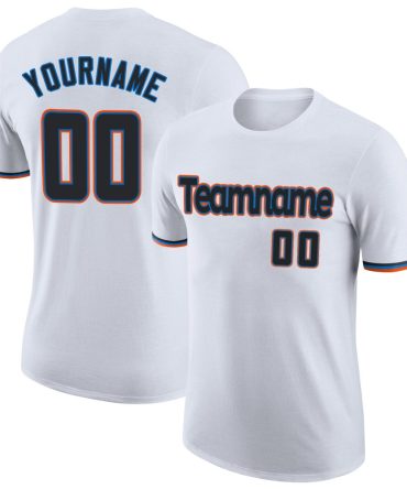 Custom White Black-Powder Blue Performance T-Shirt, For Football, Baseball, Hockey, Basketball, Softball & Rugby Fans