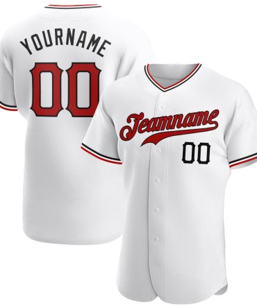 Custom White Red-Black Baseball Jersey, Gift For Baseball Fans