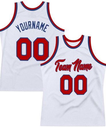 Custom White Red-Royal Throwback Basketball Jersey, Gift For Basketball Fans