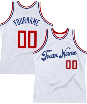 Custom White Red-Royal Throwback Basketball Jersey, Gift For Basketball Fans