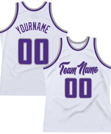 Custom White Purple-Gray Throwback Basketball Jersey, Gift For Basketball Fans