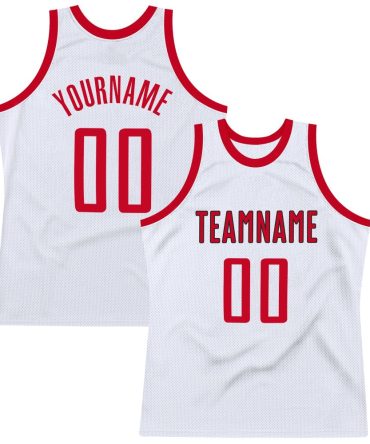 Custom White Red-Black Throwback Basketball Jersey, Gift For Basketball Fans