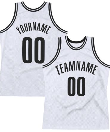 Custom White Black Authentic Throwback Basketball Jersey, Gift For Basketball Fans