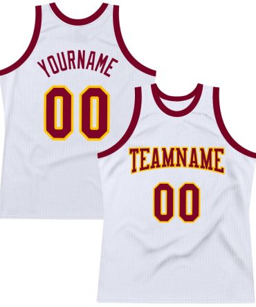 Custom White Maroon-Gold Throwback Basketball Jersey, Gift For Basketball Fans