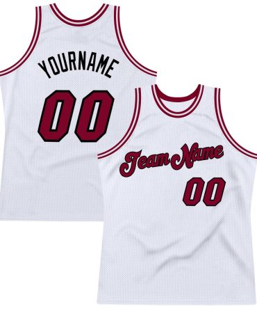 Custom White Maroon-Black Throwback Basketball Jersey, Gift For Basketball Fans