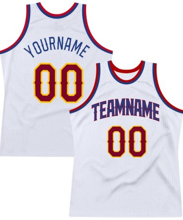 Custom White Maroon-Royal Throwback Basketball Jersey, Gift For Basketball Fans