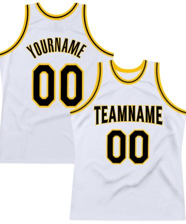 Custom White Black-Gold Throwback Basketball Jersey, Gift For Basketball Fans