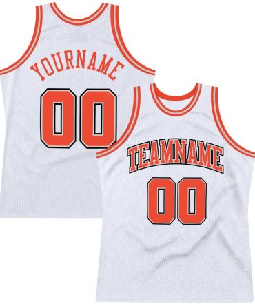 Custom White Orange-Gray Throwback Basketball Jersey, Gift For Basketball Fans