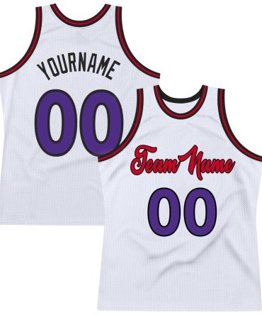 Custom White Purple-Red Throwback Basketball Jersey, Gift For Basketball Fans