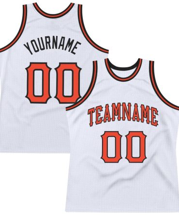 Custom White Orange-Black Throwback Basketball Jersey, Gift For Basketball Fans