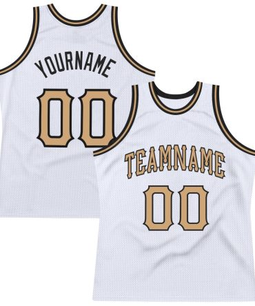 Custom White Old Gold-Black Throwback Basketball Jersey, Gift For Basketball Fans