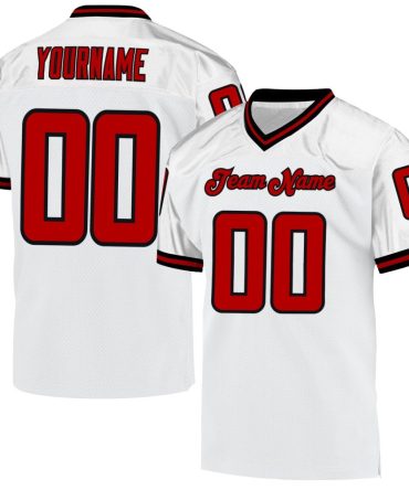 Custom White Red-Black Throwback Football Jersey, Gift For Football Fans