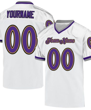 Custom White Purple-Old Gold Throwback Football Jersey, Gift For Football Fans