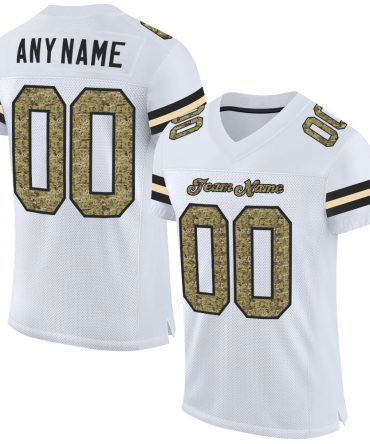 Custom White Camo-Black Football Jersey, Gift For Football Fans