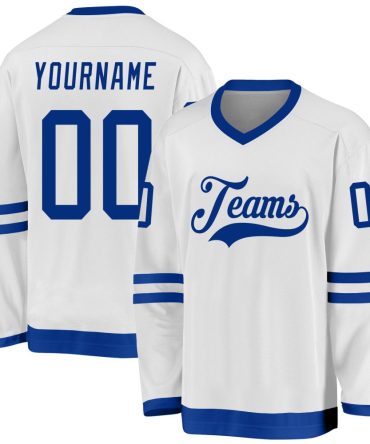 Custom White Royal Hockey Jersey, Gift For Hockey Fans