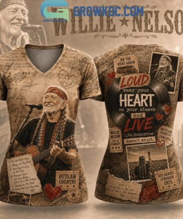 Willie Nelson Outlaw Country V Neck Shirt