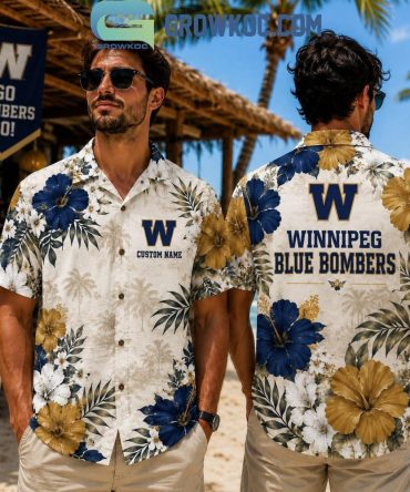 Winnipeg Blue Bombers Cfl Summer Floral Pattern Hawaiian Shirt