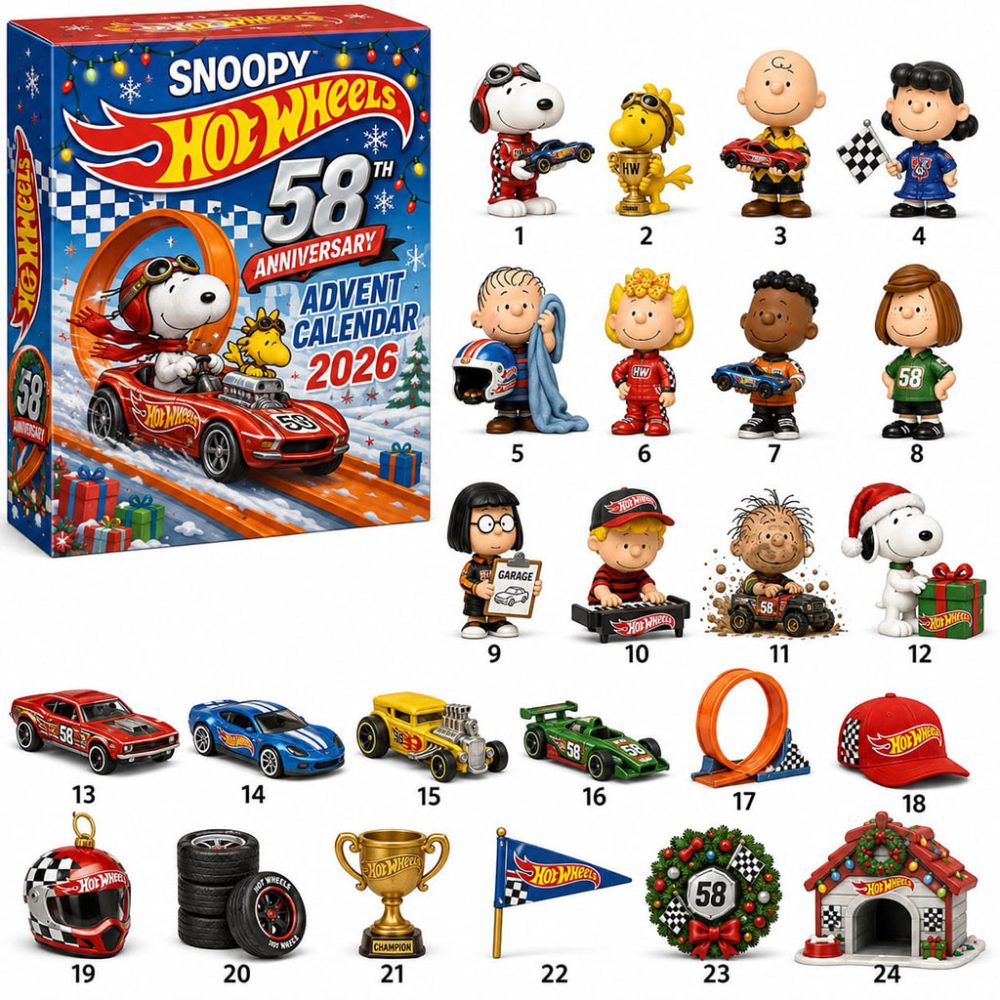 Snoopy Hot Wheels 58Th Anniversary 2026 Advent Calendar Snoopy Merch Christmas Gifts Ideas