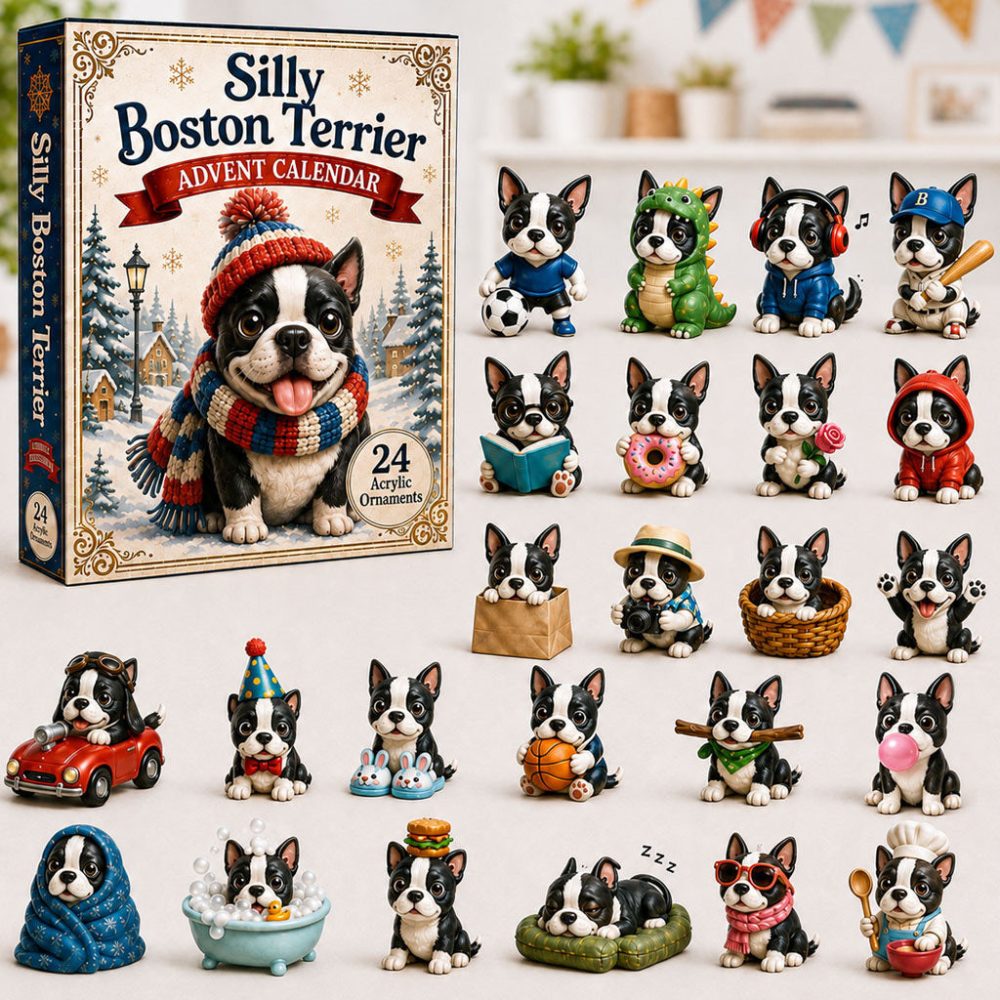 Boston Terrier Advent Calendar 2026 24 Days Christmas Mystery Ornaments Dog Lovers Holiday Gift