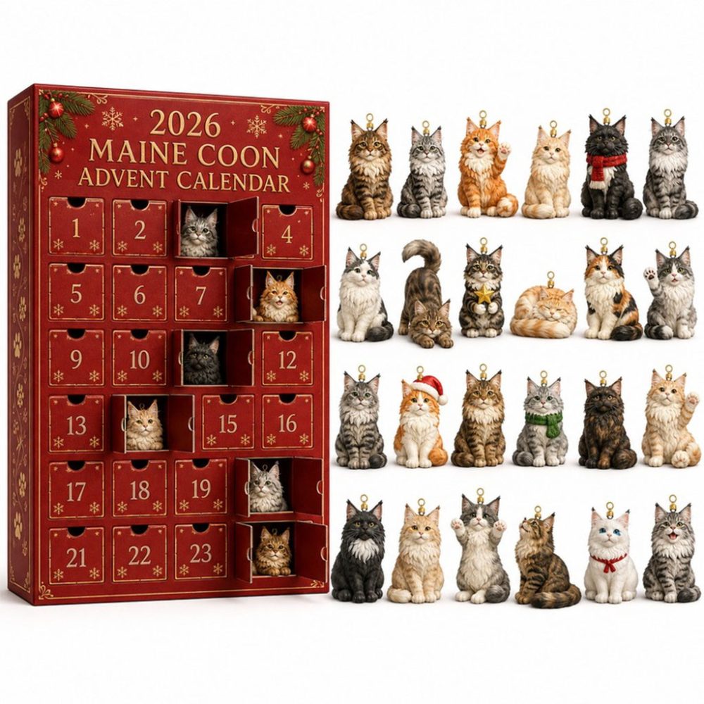 Maine Coon Advent Calendar 2026 24 Days Christmas Mystery Ornaments Cat Lover Holiday Gift