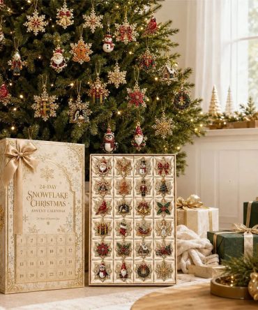 24 Days Of Snowflake Christmas Advent Calendar Xmas Ornaments Decor Gift For Family