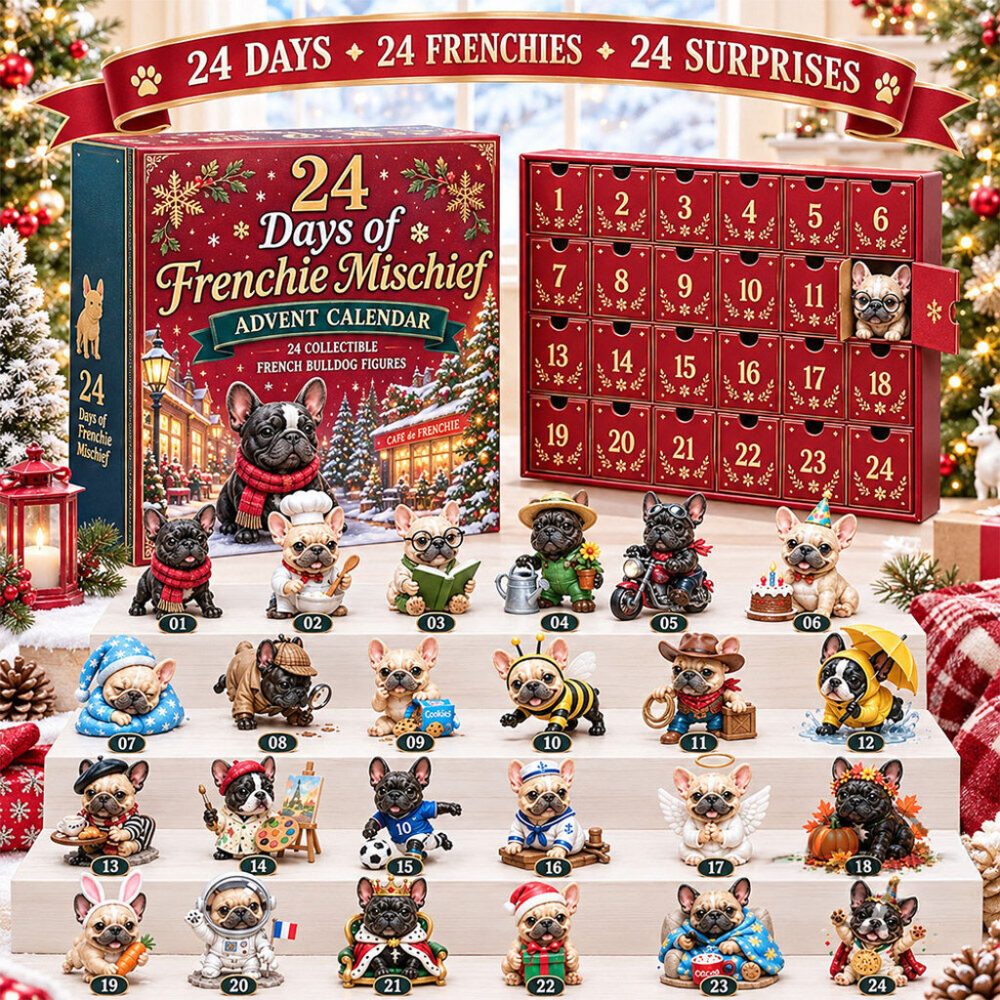 24 Days Of Frenchie Mischief French Bulldog Advent Calendar Christmas Ornaments Xmas Tree Decor