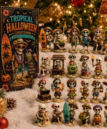 24-Day Beach Vacation Skeleton Halloween Countdown Advent Calendar Tropical Ornaments Gifts