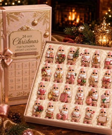 Pink Gnome 24 Day Christmas Countdown Advent Calendar Xmas Tree Ornaments Holiday Home Decor