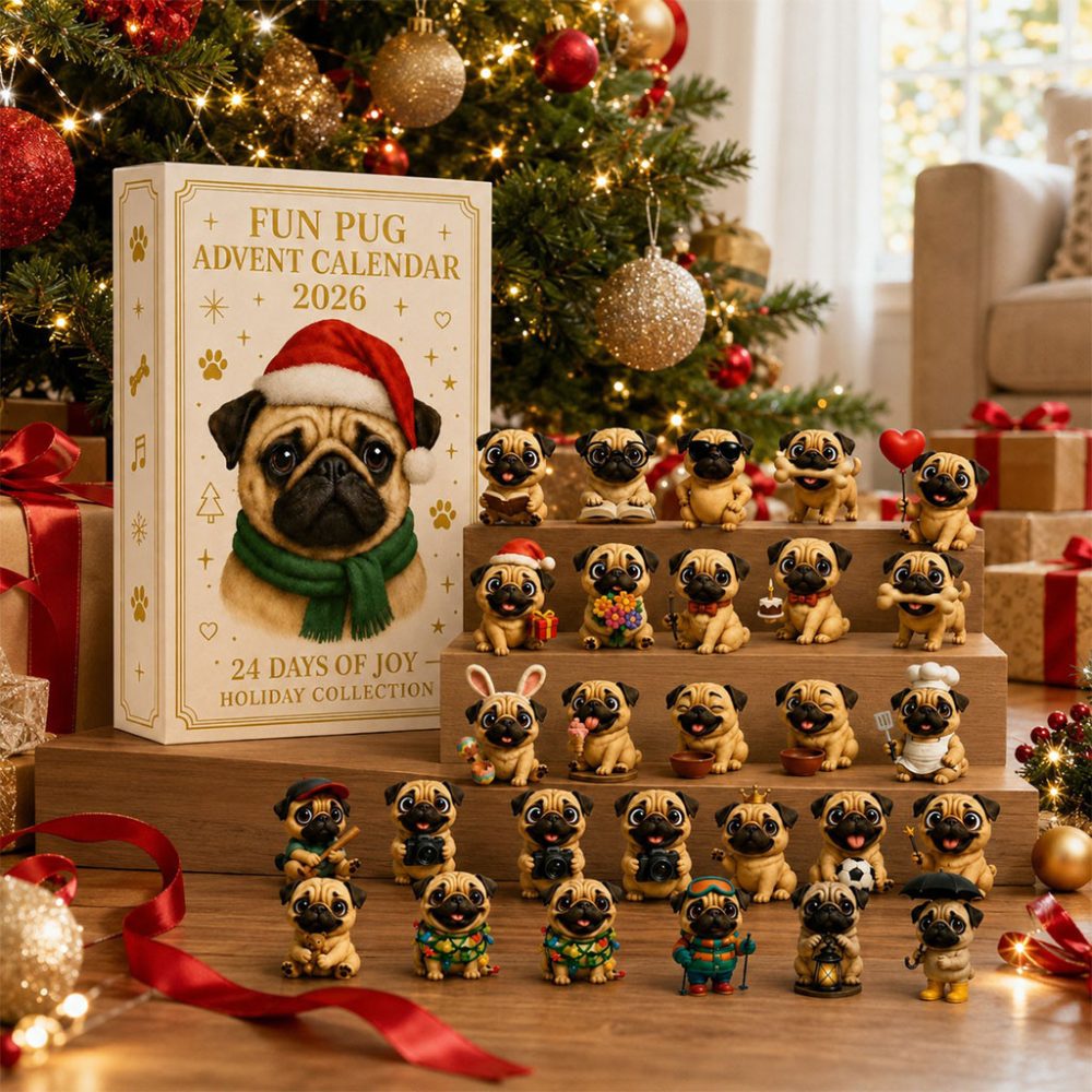Pug Christmas Advent Calendar 24 Days Of Joy Holiday Collection Xmas Ornaments Pug Lover Gifts