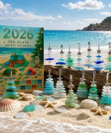 Sea Glass Advent Calendar Ocean Themed Christmas Ornaments Xmas Tree Decor Gift For Family