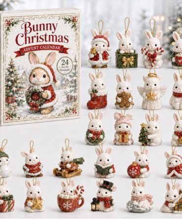 Bunny Christmas Advent Calendar 24 Cute Rabbit Christmas Ornaments Countdown Gifts For Xmas
