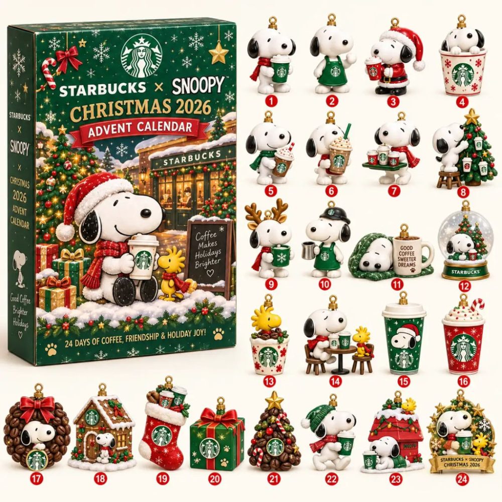 Starbucks Snoopy Christmas Advent Calendar Xmas Ornaments Snoopy Merch Coffee Lover Gifts