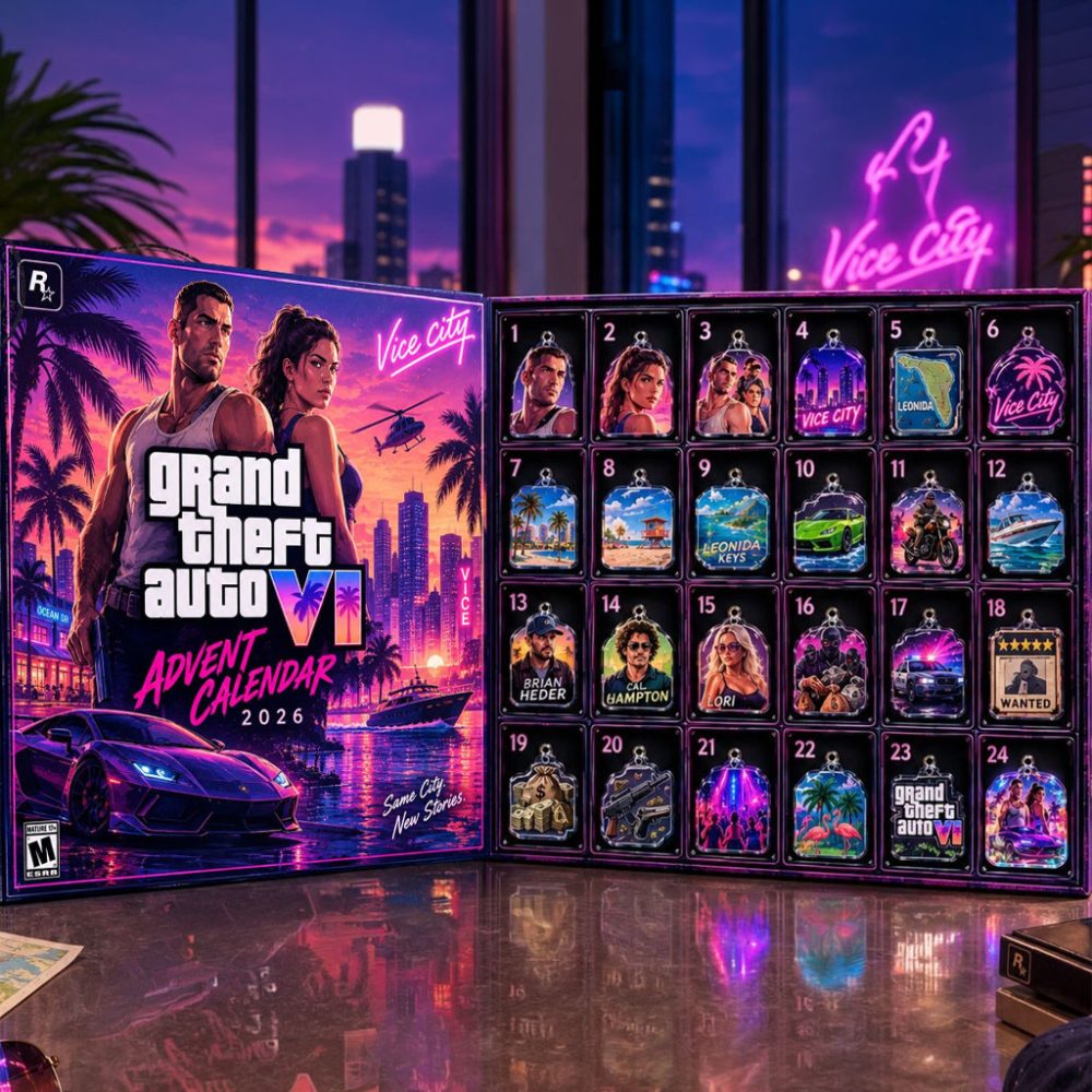 Grand Theft Auto Vi Advent Calendar 2026 24 Days Christmas Ornaments Box Gta 6 Merch Gifts