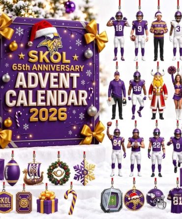 Minnesota Vikings 65Th Anniversary Advent Calendar 2026 Christmas Ornaments Mn Vikings Merch