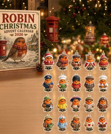 Robin Redbreast Christmas Advent Calendar 2026 Vintage Christmas Ornaments Bird Lover Gifts