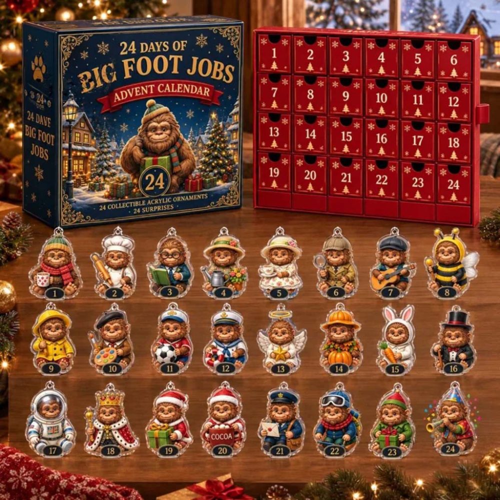 Bigfoot Jobs Christmas Advent Calendar 24 Days Of Ornaments Countdown Box Gifts For Xmas