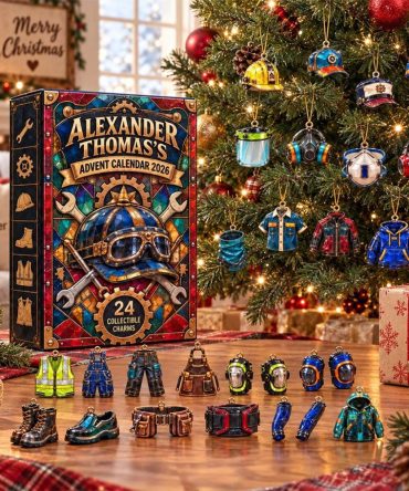 Custom Name Garage Core Advent Calendar 24 Days Of Christmas Ornaments Gift For Husband