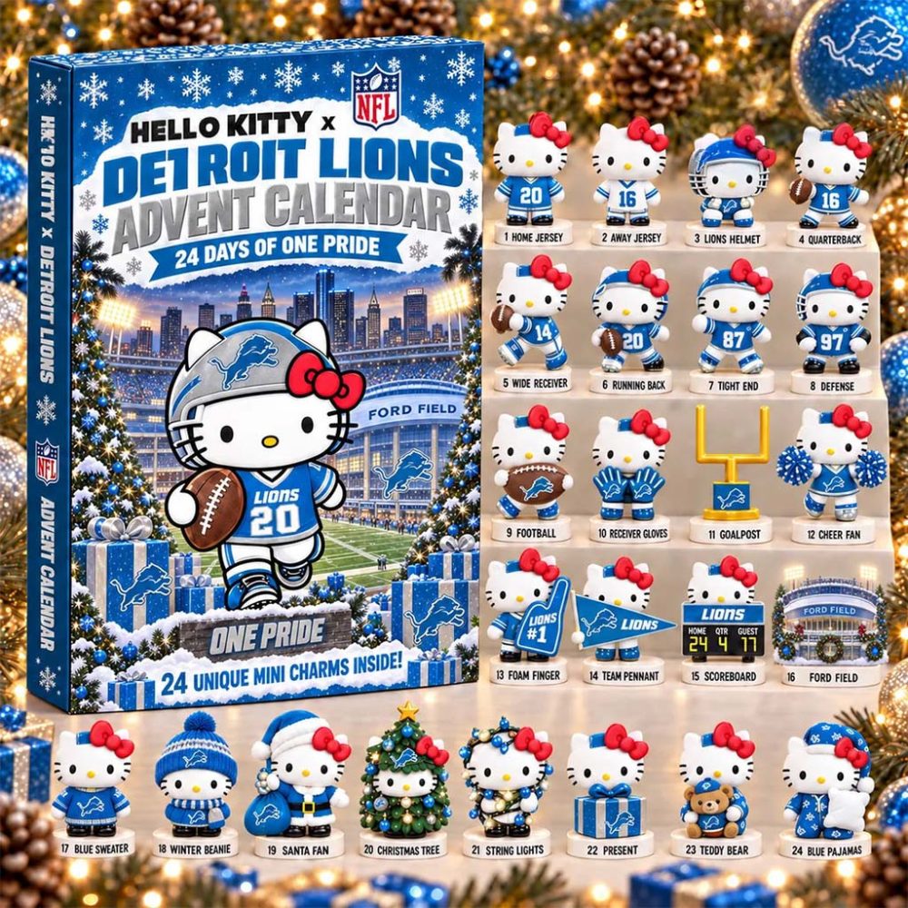 Hello Kitty X Detroit Lions Advent Calendar Christmas Tree Ornaments Lions Merch Gifts For Fan