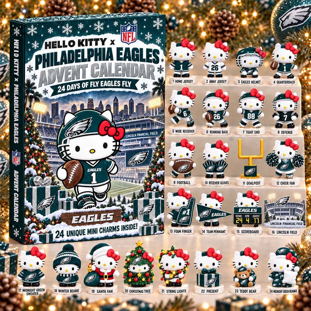 Hello Kitty X Philadelphia Eagles Advent Calendar Christmas Tree Ornaments Eagles Merch Gifts